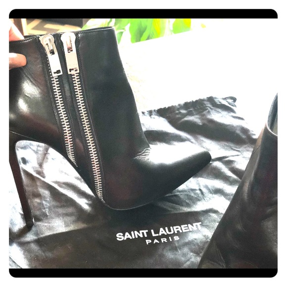 Yves Saint Laurent Shoes - Saint Laurent YSL Black Leather Double Zip Bootie
